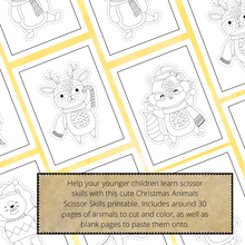 Load image into Gallery viewer, Christmas Animals Scissor Skills Printable