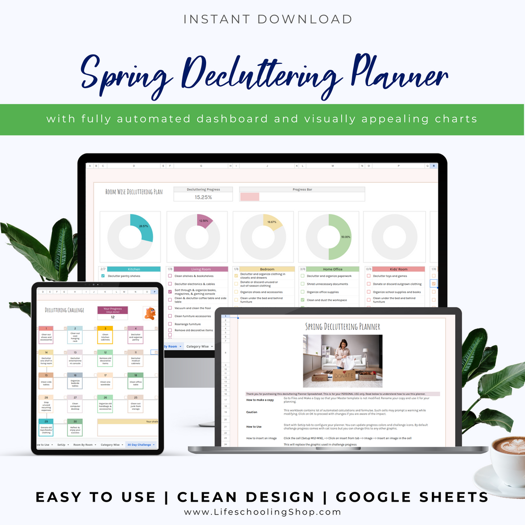 Spring Decluttering Planner Spreadsheet