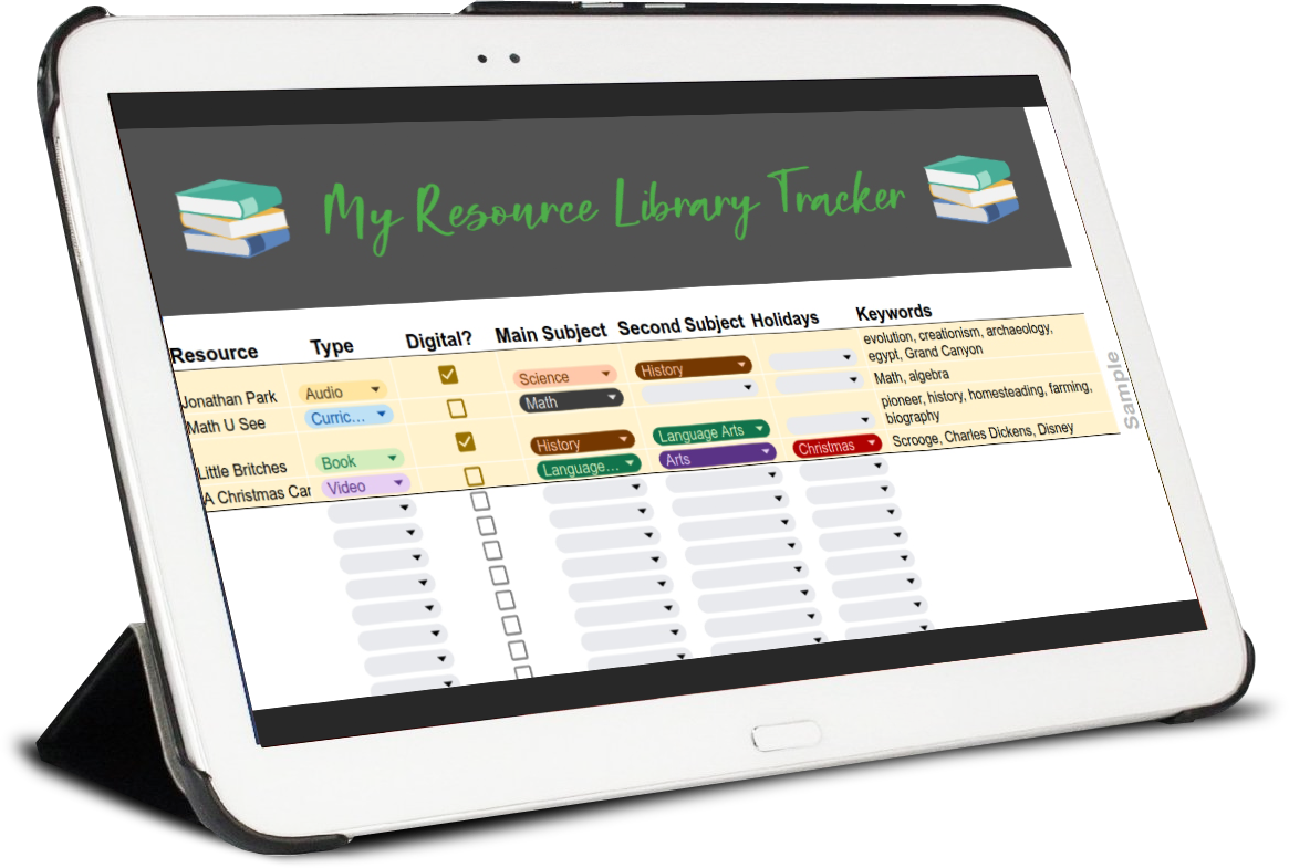Resource Library Tracker – lifeasalifeschooler